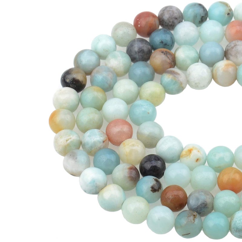 LPBeads 100PCS 8mm Natural Colorful Amazonite Gemstone Round Loose Beads for Jewelry Making with Crystal Stretch Cord - Image 1